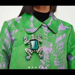 NWT Iris Apfel x H&M Green Rhinestone Crystal Frog Brooch Pin Sold Out.
